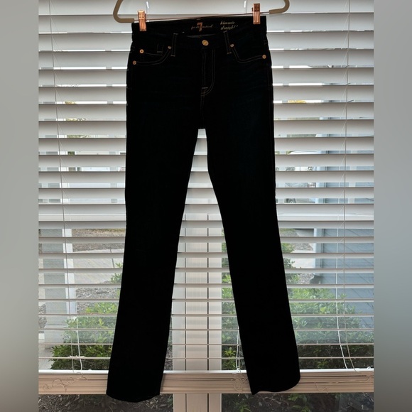 7 For All Mankind Kimmie Straight Leg Mid-rise Jeans Dark Wash Size 25 - Picture 3 of 8